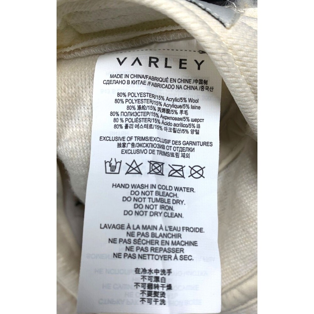 Varley Soft White Sherpa Baseball Cap Sonia Wool Blend Embroidered Logo Hat - Picture 5 of 6